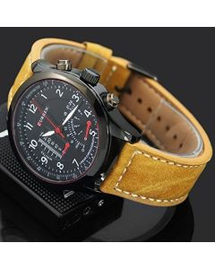 Cypher Brown Strap Casual Analogue Black Dial Watch For Men cur-1