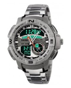 Skmei 1109 Analog-Digital Multi-functional Silver Chain Silver Dial Men's Watch
