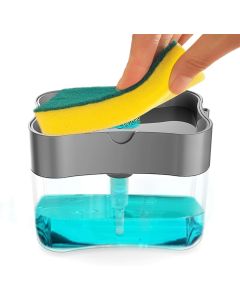 2 in 1 Soap Pump Plastic Dispenser for Dishwasher Liquid; Holder (Random Colour; Standard; 385ml) Free Sponge