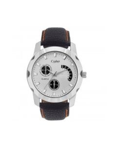 Cypher Blue Leather Analogue White Dial Men's Watch C3