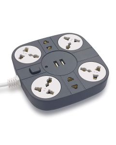 YOG Extension Board 6 socket Outlet with 2 USB Charging Port 1.8 Meter Cord Multi Plug Extension Board for Home, Office