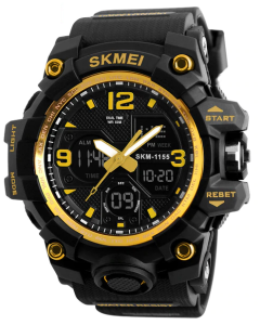 Skmei 1155 Gold Dial Digital-Analog Chronograph Yellow Men's Sports Watch