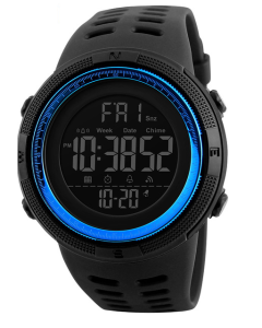 Skmei 1251 Blue Chronograph Sports Digital Dial Men's Watch With Water Resistant, Alarm, Stopwatch, LED Light, Dual Time 