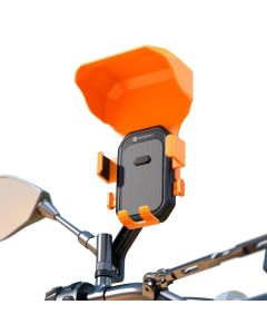 Portronics Mobike 5 Plus Mobile Mount With Sunshade & Light Rain Protection, One-Press Release, 360° Rotation, 4-Point Grip Lock, Fits 5.4–6.7 Inch Smartphones