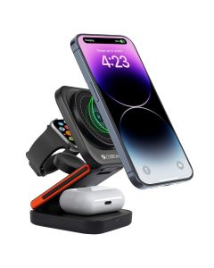 ZEBRONICS MAGBOOST 3 in 1 Magsafe Wireless Charging Pad With 15 Watts fast charging, Type C Cable for Smartphones | Earbuds | Smartwatches
