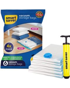 Magma Smart Saver Compression Vacuum Bags for Clothes, Pillows, Comforters Pack of 6 With Hand Pump