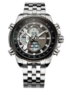 Skmei 0933 Silver Chain Chronograph Analog - Digital Black Dial Men's Watch - AD 