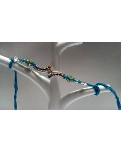 kaira Blue Thread Designer Rakhi With KumKum Chawal