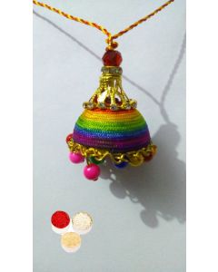 kaira Bhaiya Bhabhi Golden Designer Rakhi With KumKum Chawal RK03