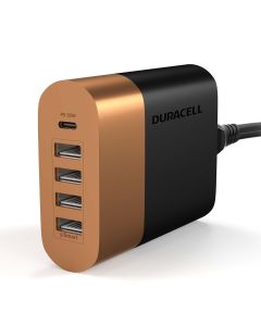Duracell 60W Fast Desktop Charger with 30W Type C PD, 4 30W USB Port for Mobile, Smartphones, Tablets
