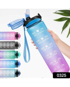 Nio Motivational Water Bottle With Straw & Time Marker,  Portable GYM Water Bottle, Leakproof Reusable, Sports Activity Hiking, Camping
