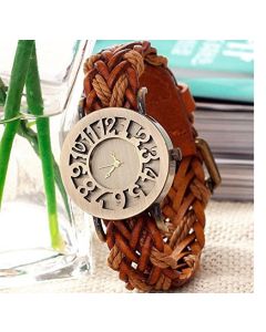 Cypher Vintage Brown Strap Analogue Casual Gold Dial Watch For Women and Girls VB2124