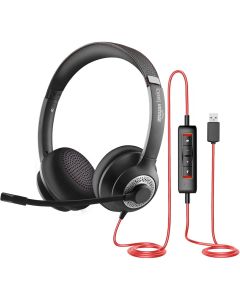 Amazon Basics Pro Series Headphone With Mic, 40 mm Driver, Computer, Noise Cancellation Microphone Compatible with PC or Laptop Headphone