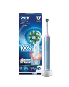 Oral-B Pro 3 Electric Toothbrush With 3 Cleaning Modes with Pressure Sensor, 2 Min Timer with Quadpacer, 2 Year Warranty by Oral B, IPX7 Water Resistant, Round Brush Head