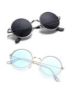 RENEW Round Unisex Sunglasses For Men And Women light blue & black 