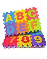 Super Toy 36 Pieces Puzzle Foam Mat for Kids, Interlocking Learning Alphabet and Number Mat for Kids - Multicolor