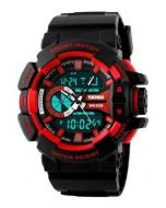 SKMEI 1117 Black Strap Analog Digital Black Dial Men's Watch AD 