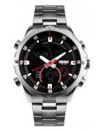 Skmei 1146 Analogue Digital Silver Chain Black Dial Men's Watch 