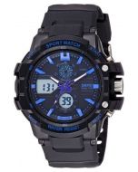SKMEI 0990 Black Strap Analog Digital Black Blue Dial Men's Watch-AD 