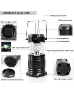Virat Led Solar Emergency Light Lantern , High Light Torch , Usb Mobile Charger, 3 Power Source Solar, Lithium Battery, Black With 3 Months Warranty