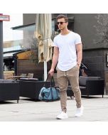 M&M Men White Solid Round Neck T-Shirt L