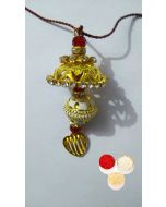 kaira Bhaiya Bhabhi Golden Designer  Rakhi With KumKum Chawal RK06