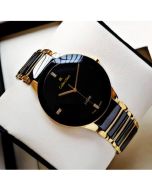 IIK Collection Black Chian Analogue Golden Black Dial Boy's Watch 5565