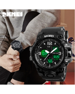 SKMEI Analog-Digital Black Dial Men's Watch-AD1155 BK White