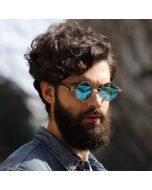 CostaRica Men's Round Sunglasses - Silver Blue