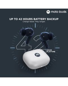 moto buds earbuds With 42 hrs playtime, 12.4mm driver, Hi-Res Audio