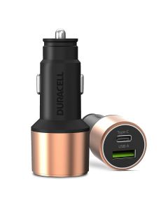 Duracell 65W Fast Car Charger with Dual Output, Type C 45W Compatible for iPhone