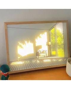 Rewire 3D Wooden Led Painting Living Room Photo Frame Reflecting Light for Bedroom, Home