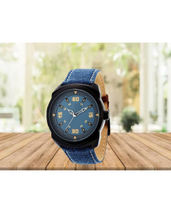 Sylys Trendy Analog Casual Black Dial Blue Leather Strap Men's Watch
