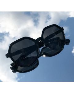 Fox Black Unisex hexagonal Sunglasses 
