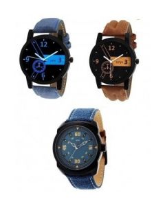 sylys Trendy  Combo Pack of 3  Analog Black Dial Men's Watch