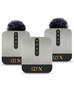 IZI X Dual Channel Wireless Microphone With 120M Range, 16 Hr battery Backup, ANC, 360° Omnidirectional