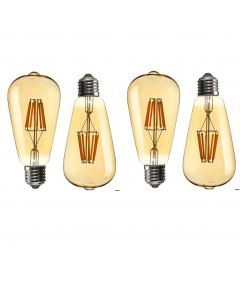 Vintage Amber Bulb 4-Watts e27 LED Yellow Pack of 4