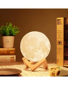 LED Night Light 3D Print Moon Lamp 8CM Battery Powered With Stand Starry Lamp Bedroom Decor Night Lights Kids Gift Moon Light
