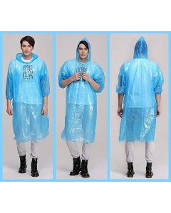 Rain Card Unisex Disposable Pocket Size Easy to Carry Raincoat - (Pink, Blue, Yellow - Random Color Free Size Pack of 10)