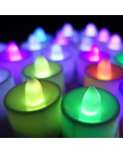 Virat Flameless Pack of 24 Big Size Battery Operated LED Tealight Multicolor Candless/LED Diya Deepak Flameless Heatless No Heat Candle 