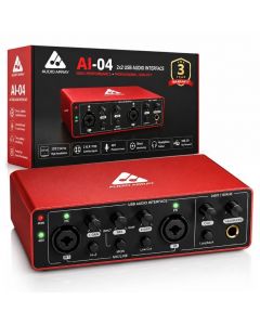 Audio Array AI-04 HD 2x2 Gen 3 Audio Interface With 48V Phantom Power, 24bit/192kHz Hi-Fi Recording, XLR/MIC/LINE inputs