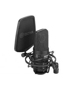 BOYA BY-M800 Studio cardioid diaphragm condenser microphone With Shock Mount, Shield, Cable, wide-range frequency response for Vocal & general instruments