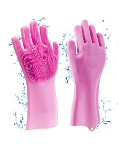 Max Home Magic Silicone Cleaning Hand Gloves for Kitchen Dishwashing and Pet Grooming, Washing Dish, Car, Bathroom 1 Pair