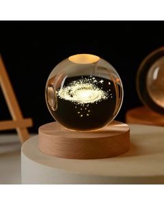 Nio 3D Crystal Ball Night Light with Colorful LED Light Wood Base for Home Office Decoration Birthday Gift Adults