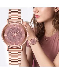 Shopolic Girls Rose Gold-Toned & Pink Analogue Watch SDS 107 PINK For Women