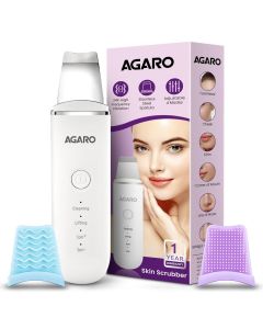 AGARO Ultrasonic Skin Scrubber for Wet Skin, Blackheads with 4 Modes, Stainless Steel Spatula