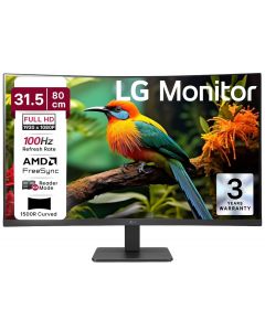 LG 80 cm (31.5 Inch) Full HD Curved Monitor With 100Hz, 5ms (GtG), AMD FreeSync, D-Sub, 2xHDMI, Tilt Adjustable Anti-Glare 32MR50C