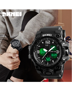 SKMEI Analog-Digital Black Dial Men's Watch-AD1155 BK White