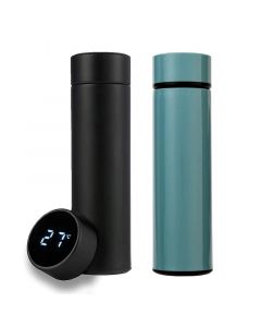 Stainless Steel Thermos Flask Bottle with Liquid Temperature Display | BPA-Free | Insulated Stainless Steel Travel Hot and Cold Water Bottle for Kids/Office, 500 ml (Black)