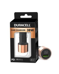 Duracell 38W Fast Car Charger with Dual Output USB & Type c PD 20W for iPhone, Android Smartphones, Tablets & More